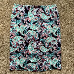 Talbots Skirt Women's Pencil Blue Paisley Allover Print Stretch Cotton Size 4